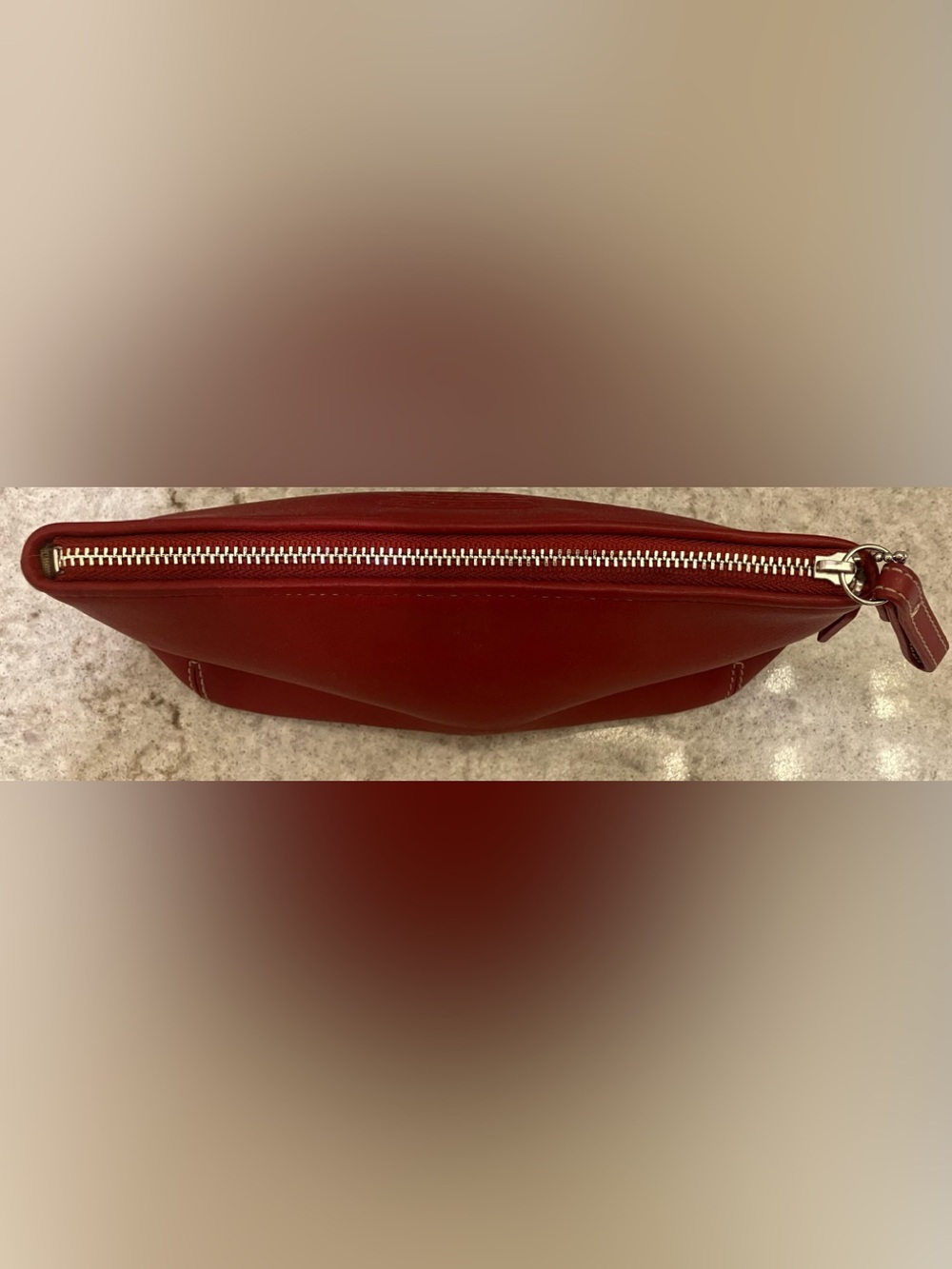 Vintage COACH Red/Burgandy Leather Accessory Cosmetic Bag - Picture 6 of 8